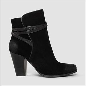 All Saints Black Victoria Suede Wrap Ankle Booties